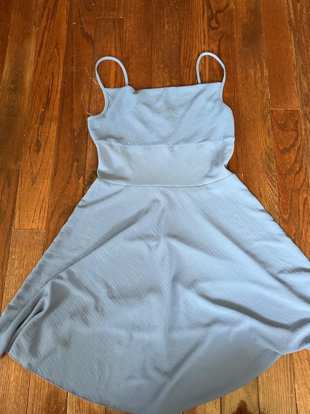 See You Monday Pale Blue Spaghetti Strap A-Line Mini Dress
